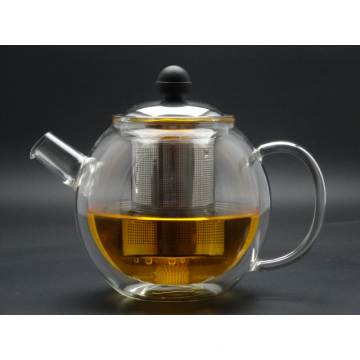 700ml Double Wall Glass Teapots with Steel Lid and Insfuser